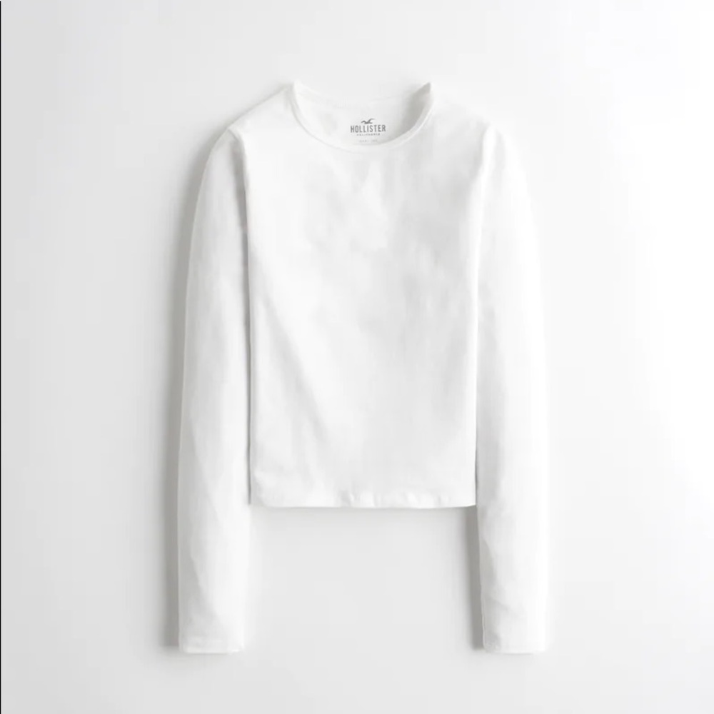 Hollister white baby tee crop long sleeve